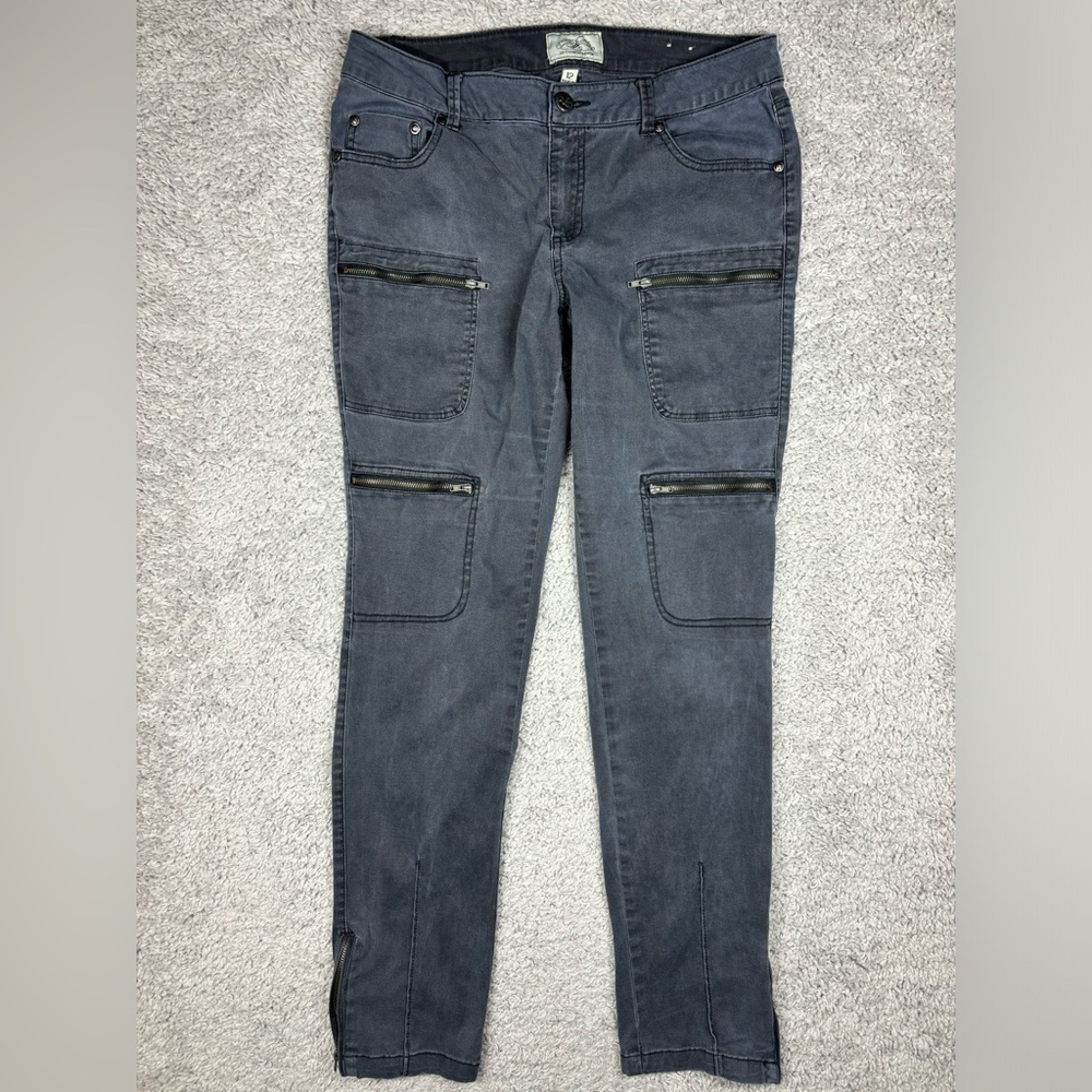 One 5 One Pants Womens 12 Straight Leg Cargo Zip Up Ankle Detail 9 Pockets Work